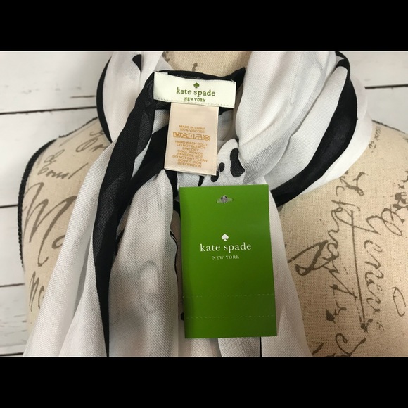 Kate Spade New Resolutions Scarf-Black/White - Picture 4 of 7
